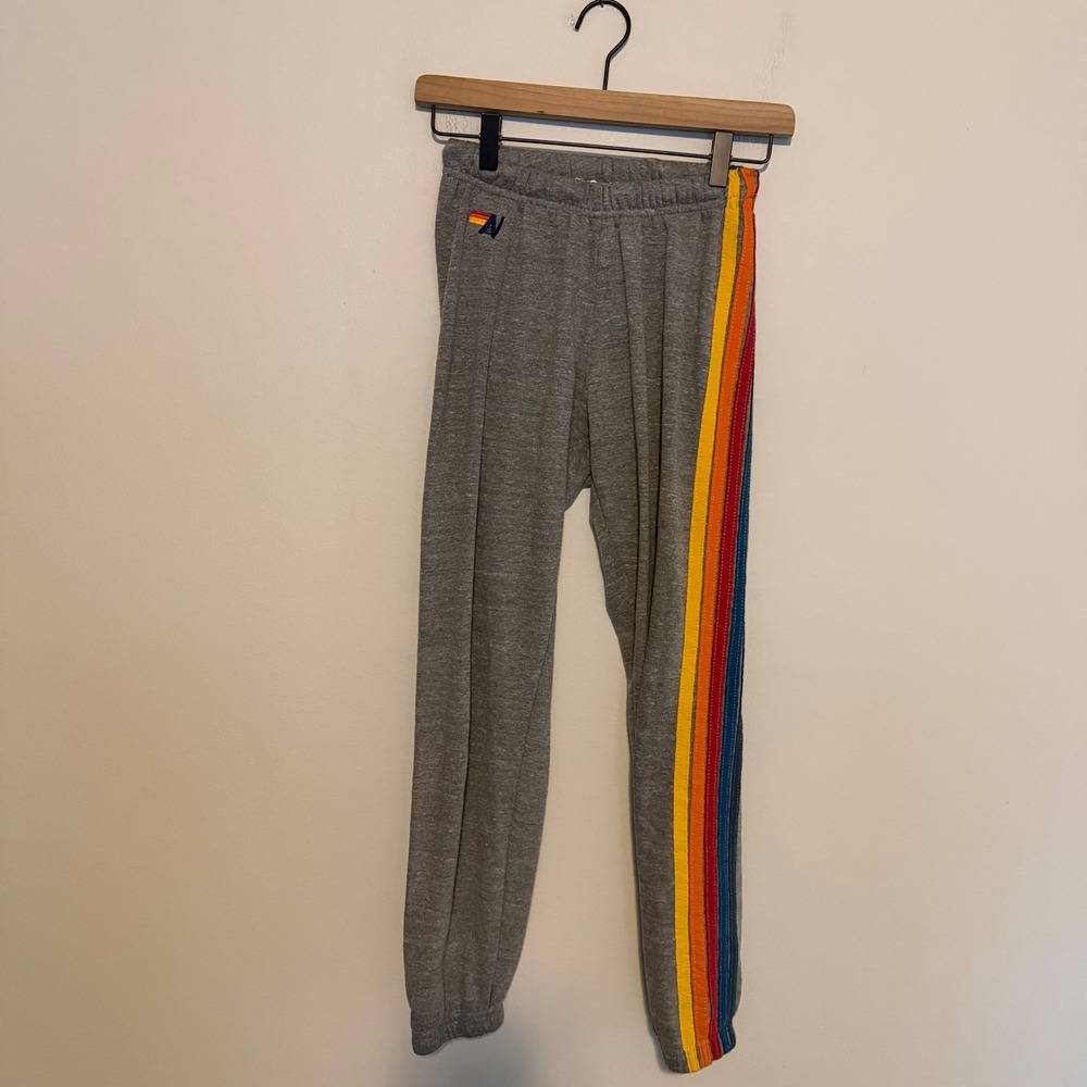 Aviator Nation 5 Stripe Sweatpants heather grey XS loungewear athleisure casual - Picture 2 of 6